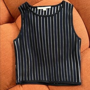 Jonathan Simkhai Navy and White Striped Crop Tank Top